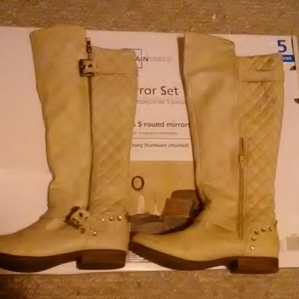 Tall cream boots